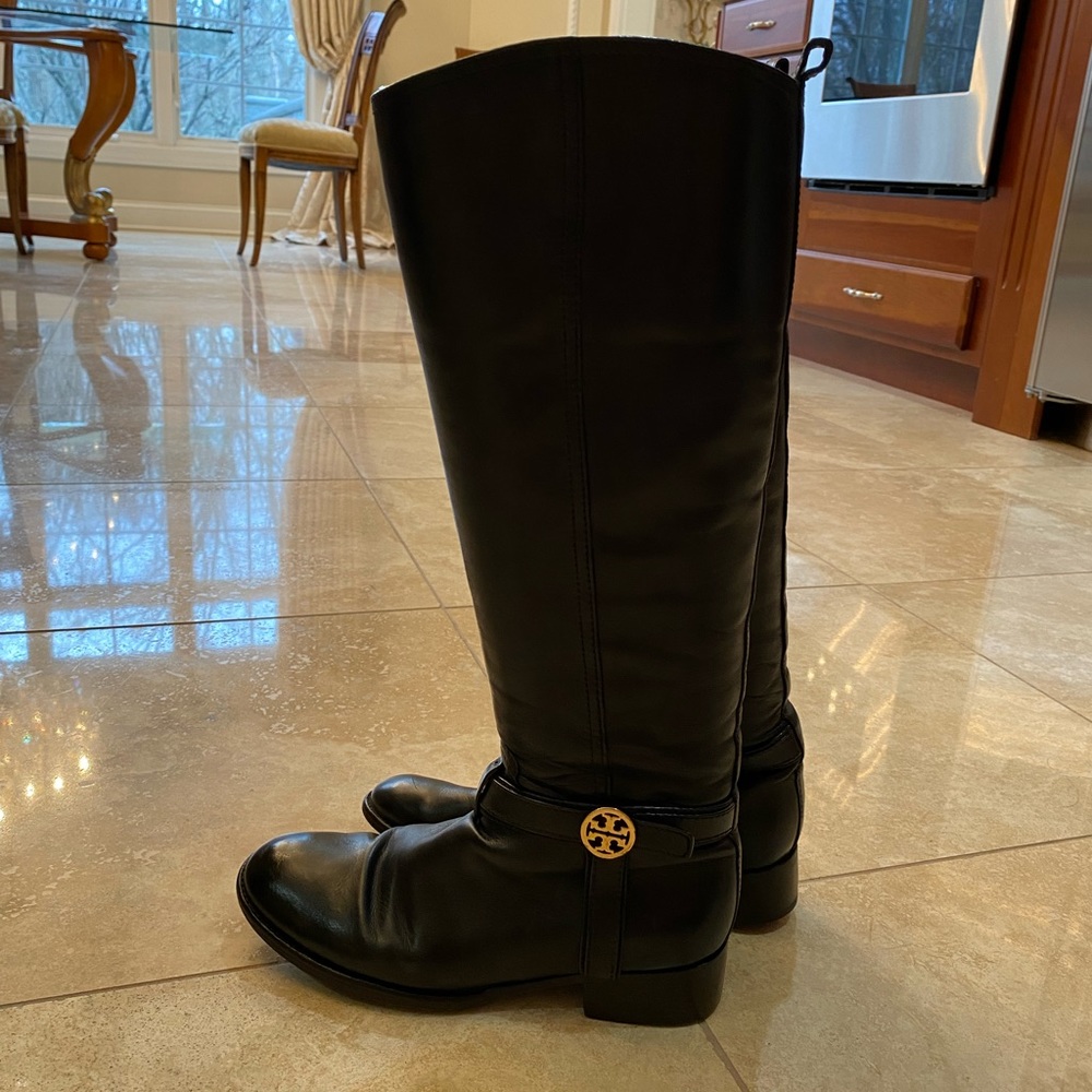 TORY BURCH Black Leather Knee Boots